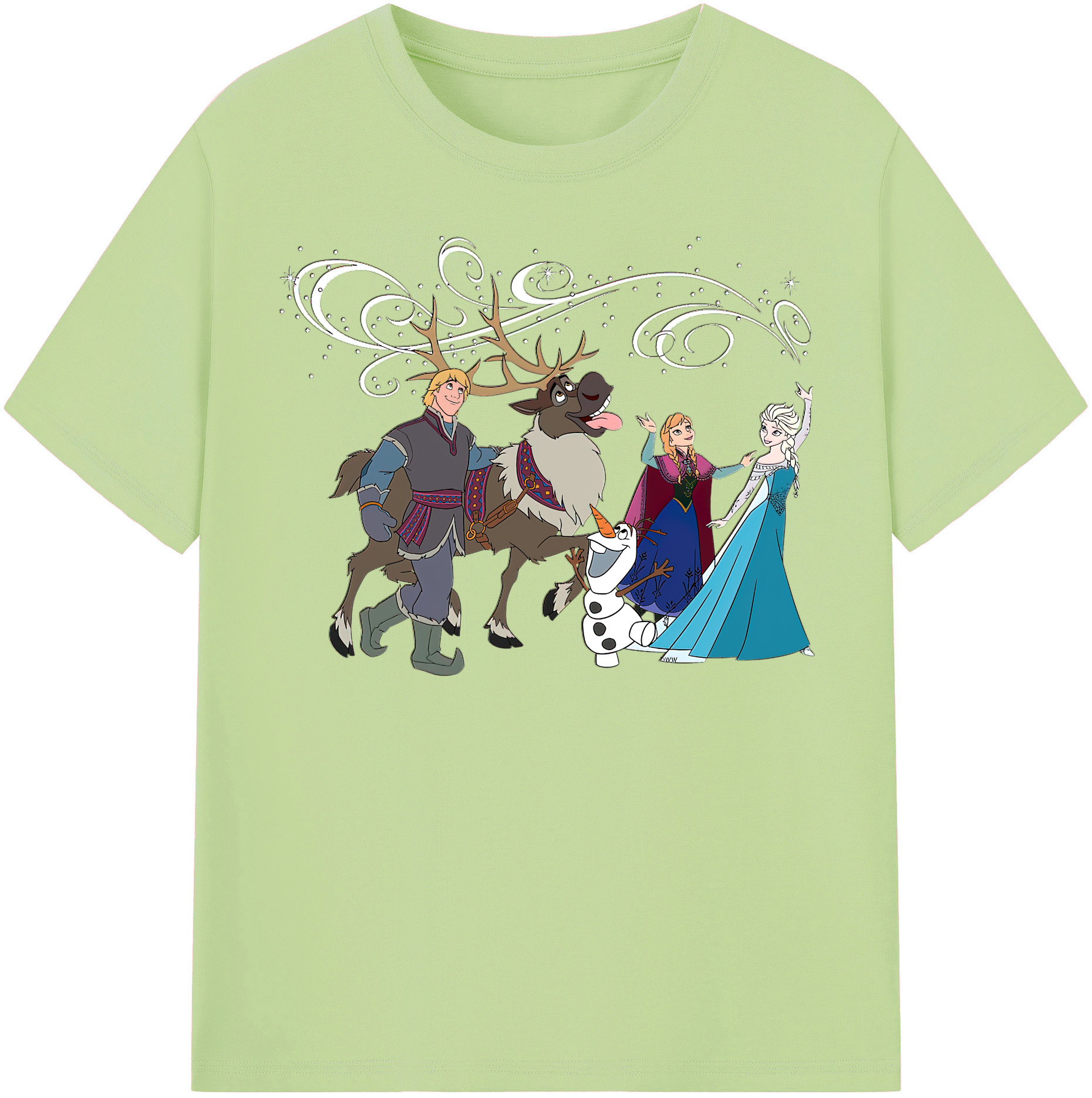 （画像用） アナと雪の女王 アンナ エルサ Frozen Anna Elsa 綿100％半袖Tシャツ（フロントプリント）